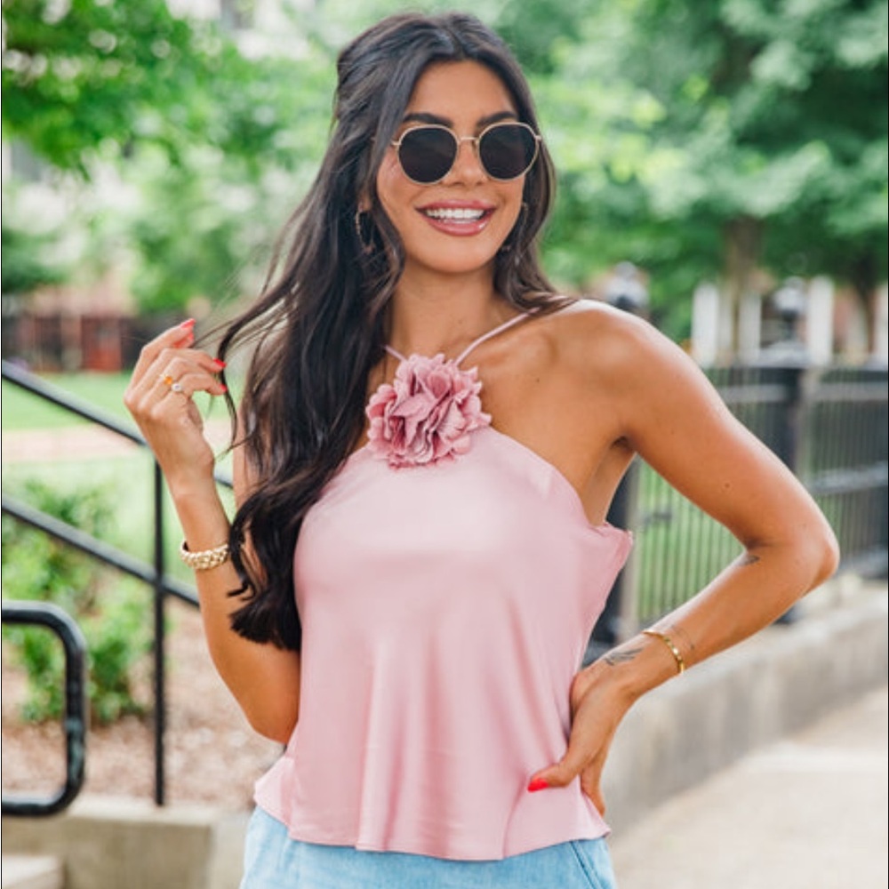 NWT Pink Lily Pink Rosette Tank